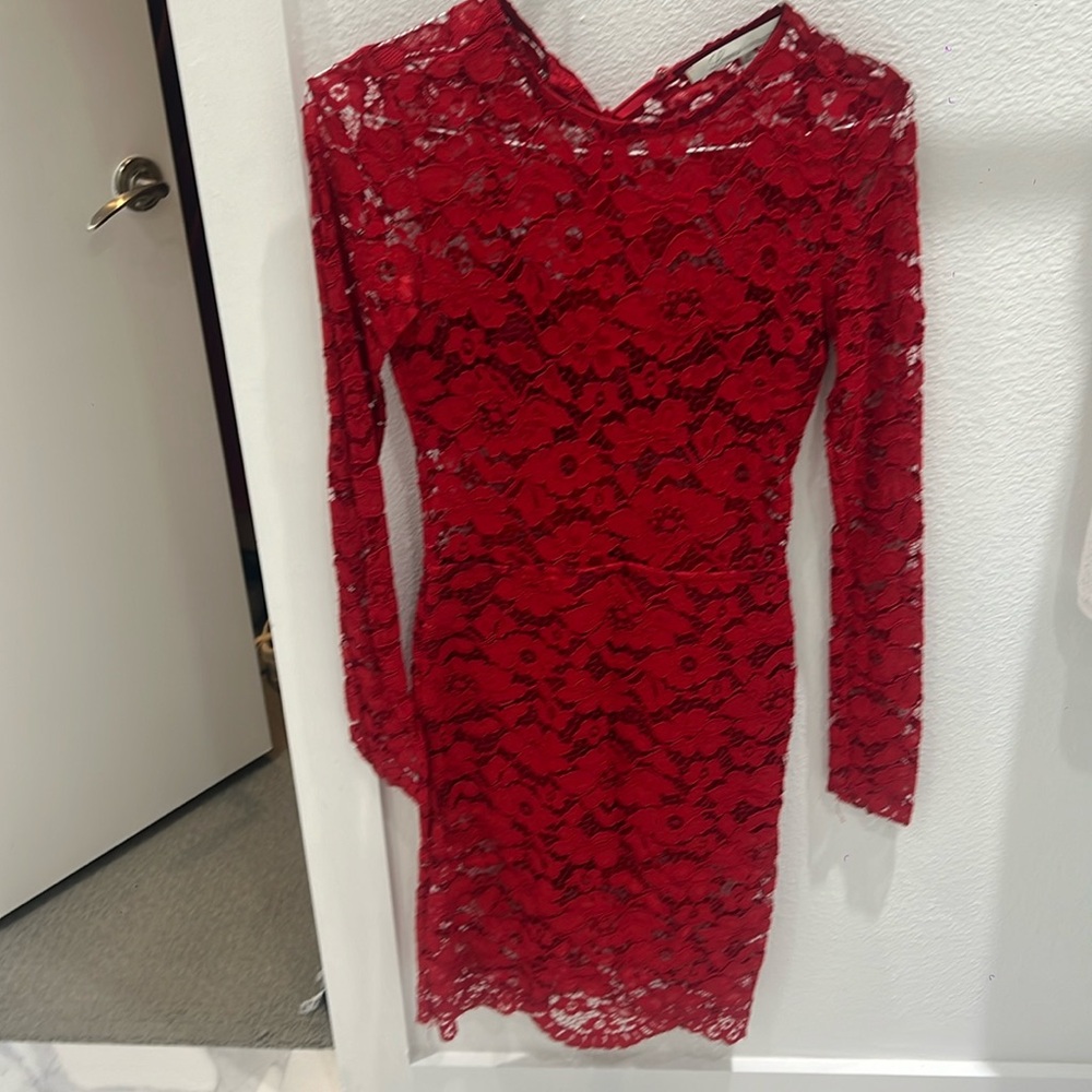 Red lace dress